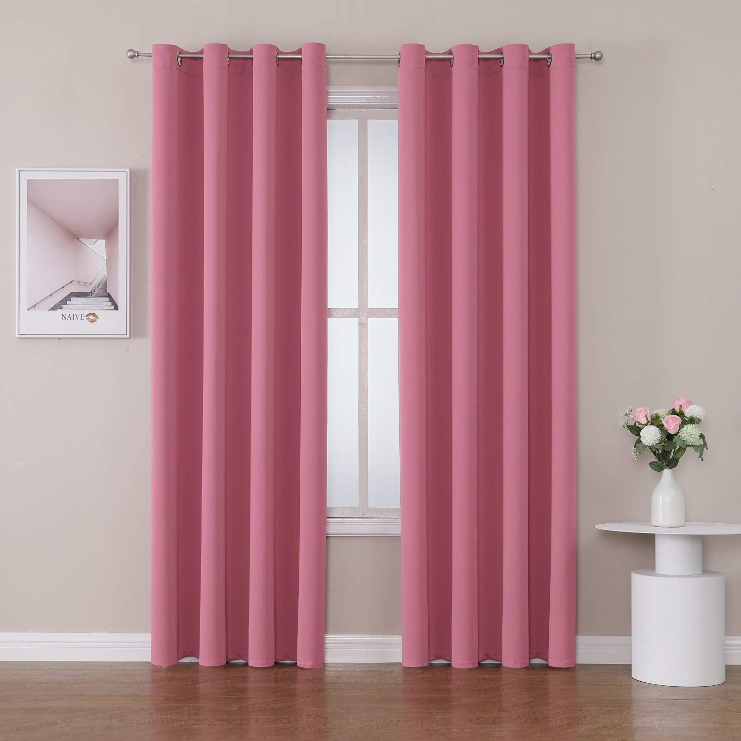 ChrisDowa Grommet Blackout Curtains for Bedroom and Living Room - 2 Panels Set Thermal Insulated Room Darkening Curtains (Dark Grey, 42 x 63 Inch)