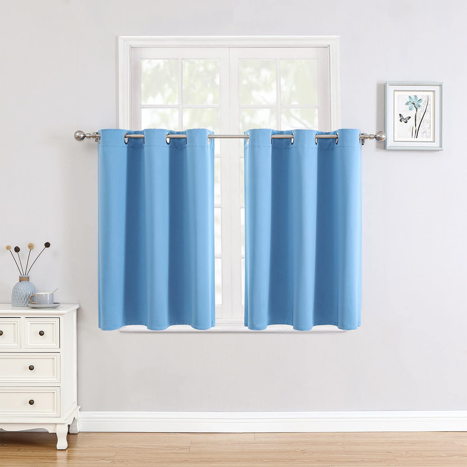 ChrisDowa Grommet Blackout Curtains for Bedroom and Living Room - 2 Panels Set Thermal Insulated Room Darkening Curtains (Dark Grey, 42 x 63 Inch)