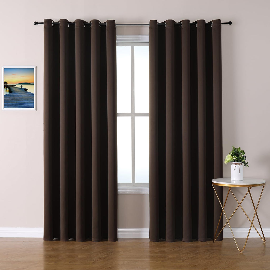 ChrisDowa Grommet Blackout Curtains for Bedroom and Living Room - 2 Panels Set Thermal Insulated Room Darkening Curtains (Dark Grey, 42 x 63 Inch)