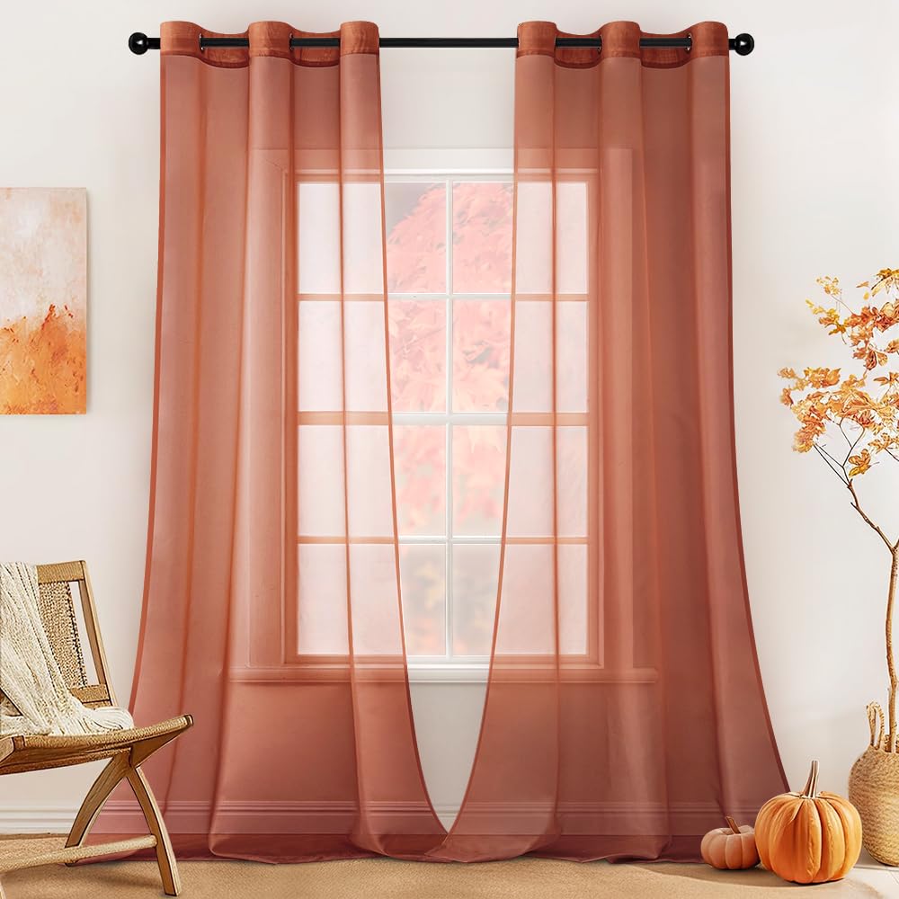 MIULEE Solid Color Sheer Curtains 84 Inches Long 2 Panels Set - Elegant Lightweight Grommet Light Filtering Window Voile Panels/Drapes/Treatment for Bedroom Living Room W42 x L84 Inch, White