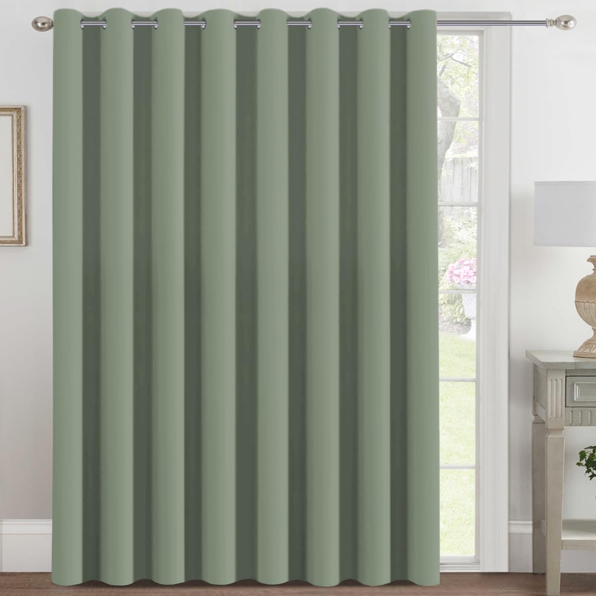 H.VERSAILTEX Blackout Patio Curtains 100 x 96 Inches for Sliding Door Extral Wide Blackout Curtain Panels Thermal Insulated Room Divider - Grommet Top, 8' Tall by 8.5' Wide - Jet Black