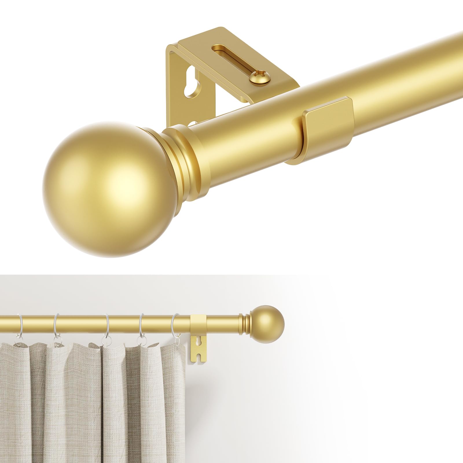 GXOACKJ 2 Pack Black Curtain Rods for windows 32 to 62 inch, 5/8 inch Splicing Heavy Duty Metal Curtain Rod Set with Brackets