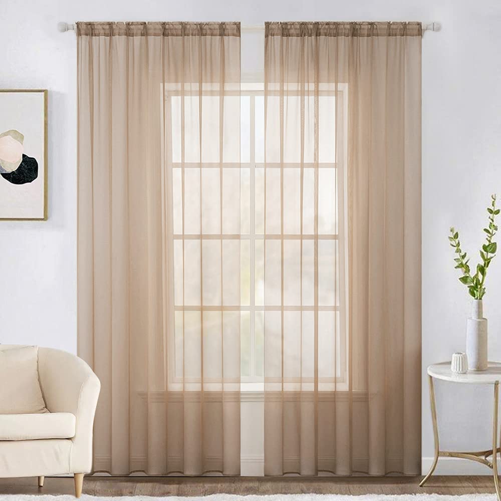 MIULEE White Sheer Curtains 96 inches Long Window Curtains 2 Panels Solid Color Elegant Window Voile Panels/Drapes/Treatment for Bedroom Living Room (54 X 96 Inches White)