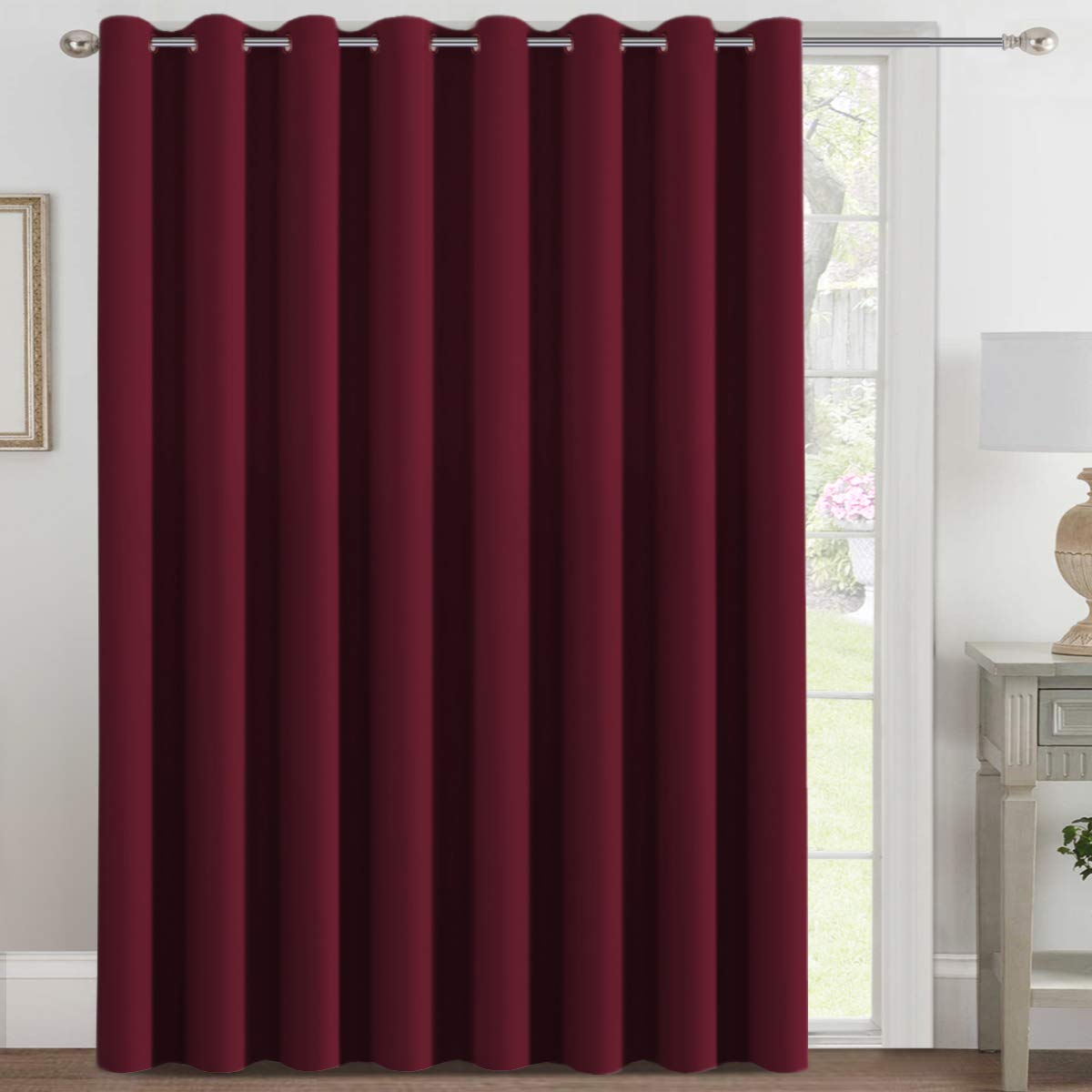 H.VERSAILTEX Blackout Patio Curtains 100 x 96 Inches for Sliding Door Extral Wide Blackout Curtain Panels Thermal Insulated Room Divider - Grommet Top, 8' Tall by 8.5' Wide - Jet Black