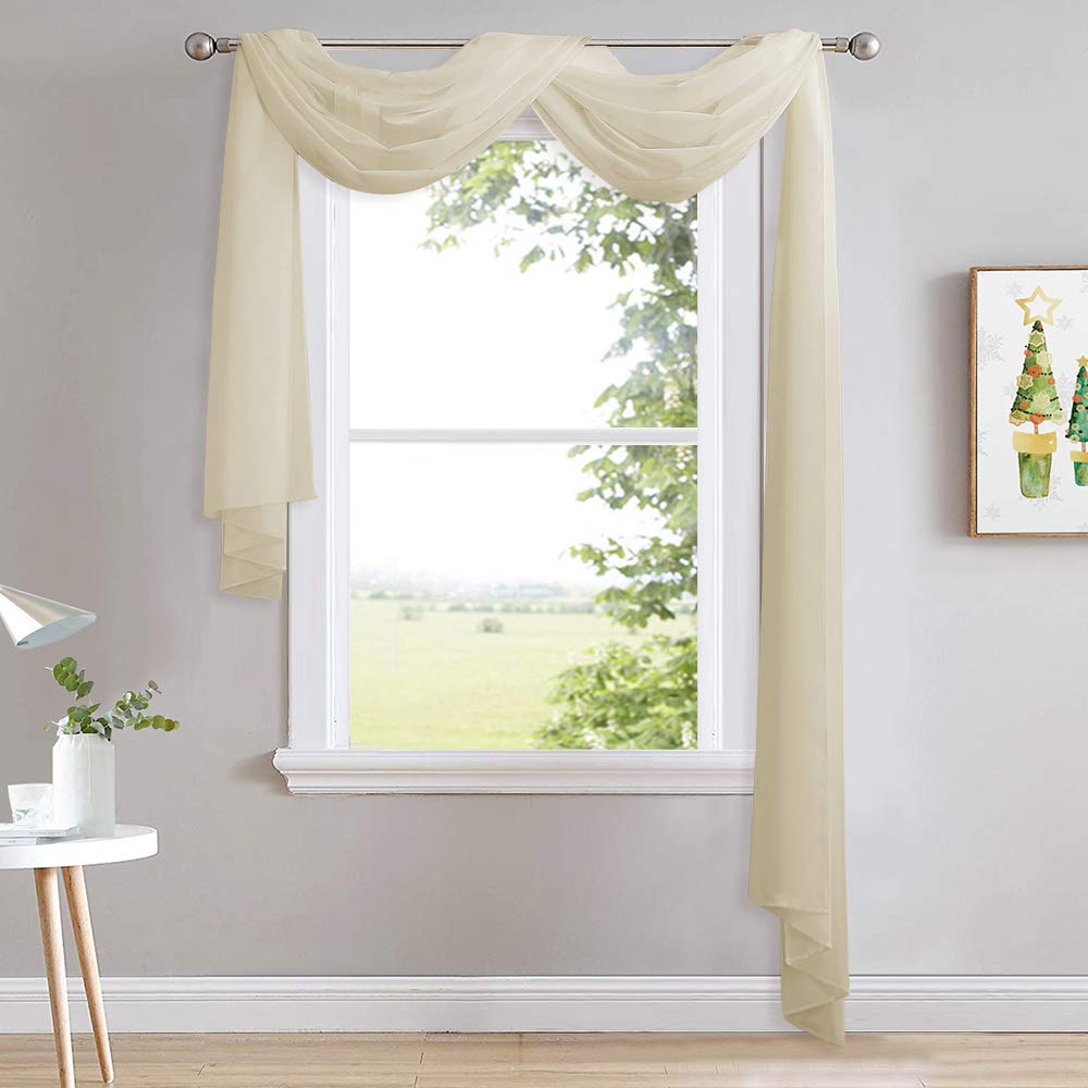 NICETOWN Sheer Canopy Bed Curtains Panels 216 - Home Decoration Sheer Voile Scarf Valance for Wedding (1 Panel, W60 x L216, White)