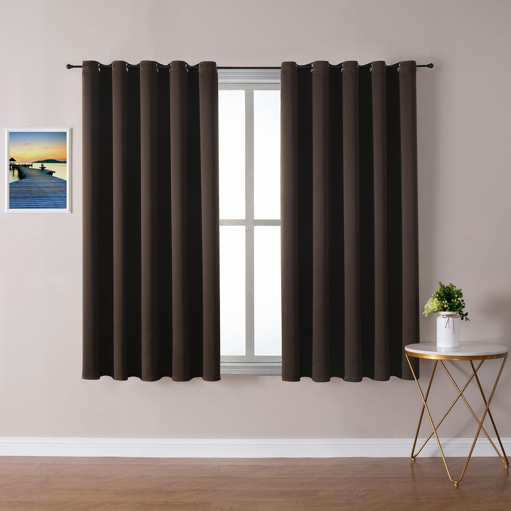 ChrisDowa Grommet Blackout Curtains for Bedroom and Living Room - 2 Panels Set Thermal Insulated Room Darkening Curtains (Dark Grey, 42 x 63 Inch)