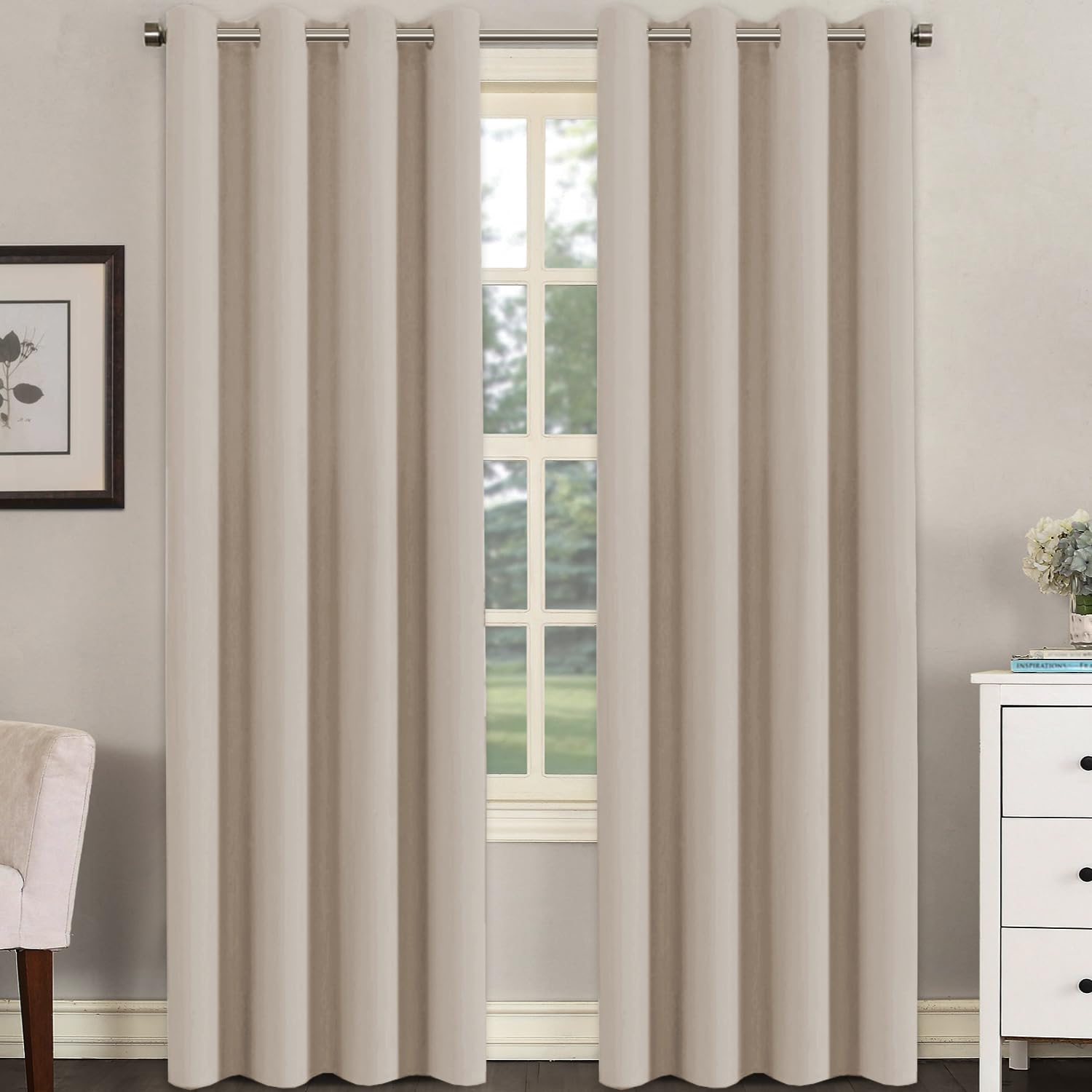 H.VERSAILTEX Blackout Patio Curtains 100 x 96 Inches for Sliding Door Extral Wide Blackout Curtain Panels Thermal Insulated Room Divider - Grommet Top, 8' Tall by 8.5' Wide - Jet Black