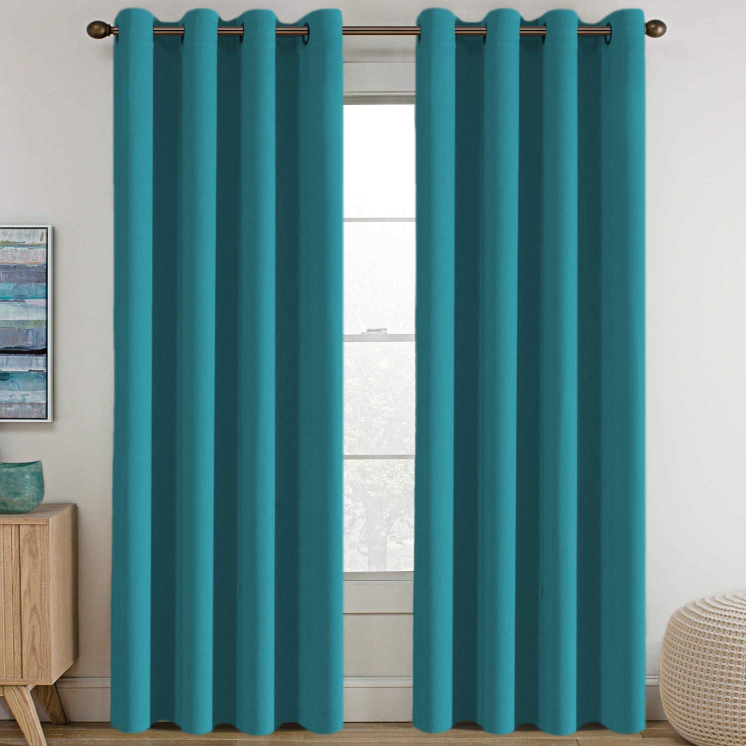 H.VERSAILTEX Blackout Patio Curtains 100 x 96 Inches for Sliding Door Extral Wide Blackout Curtain Panels Thermal Insulated Room Divider - Grommet Top, 8' Tall by 8.5' Wide - Jet Black