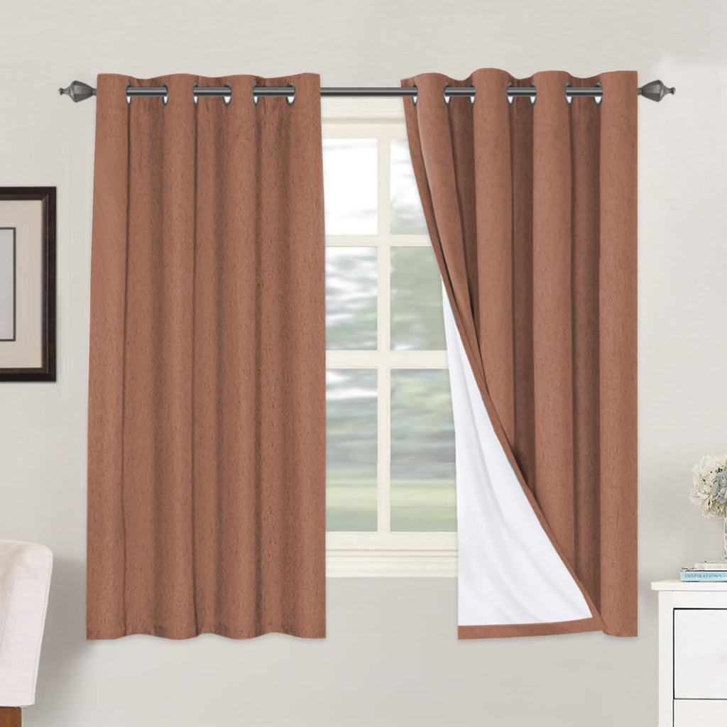H.VERSAILTEX 100% Blackout Curtains Ivory, Linen Blackout Curtains 96 inch Curtains 2 Panel Set, Elegant Curtain for Bedroom Grommet Drapes for Living Room