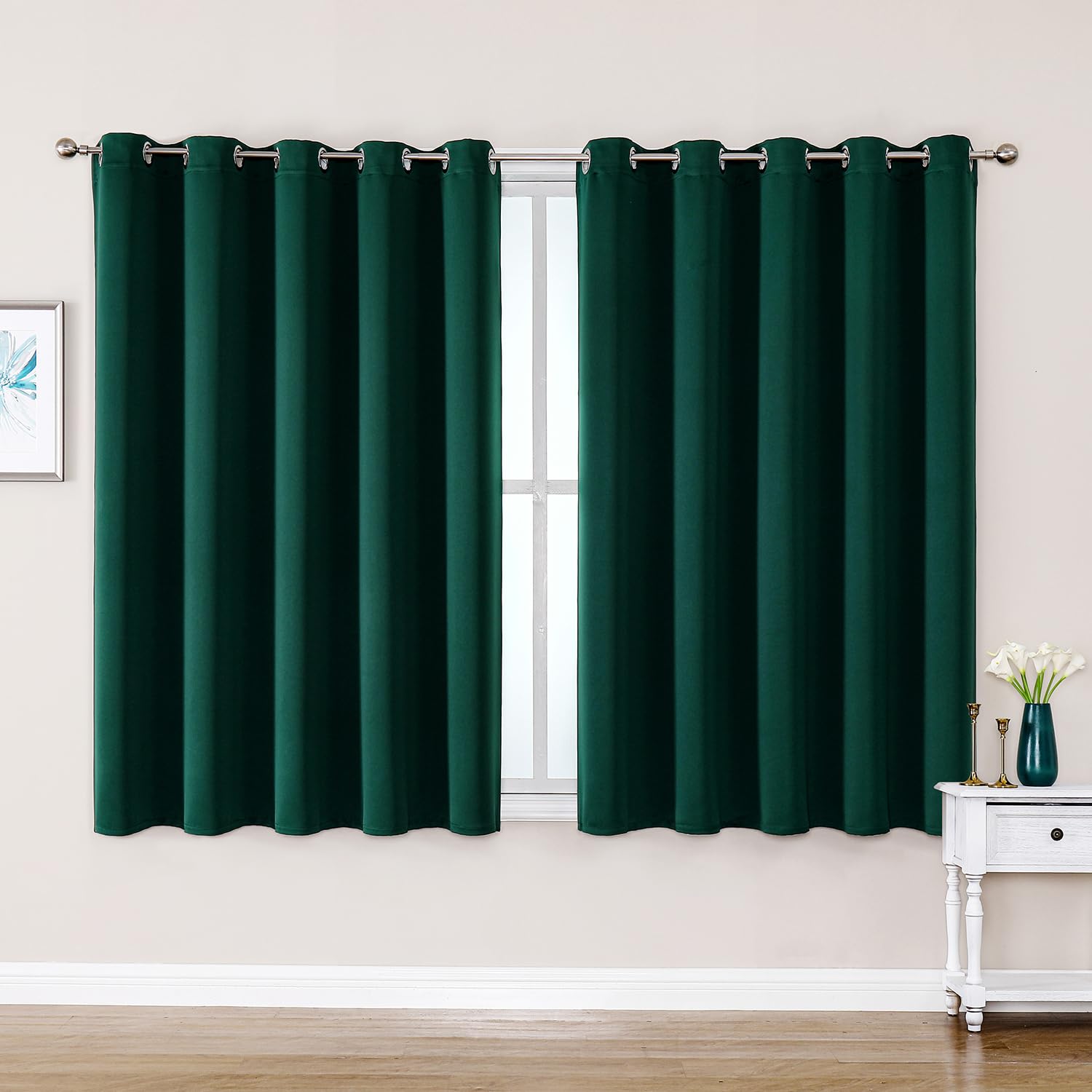 ChrisDowa Grommet Blackout Curtains for Bedroom and Living Room - 2 Panels Set Thermal Insulated Room Darkening Curtains (Dark Grey, 42 x 63 Inch)