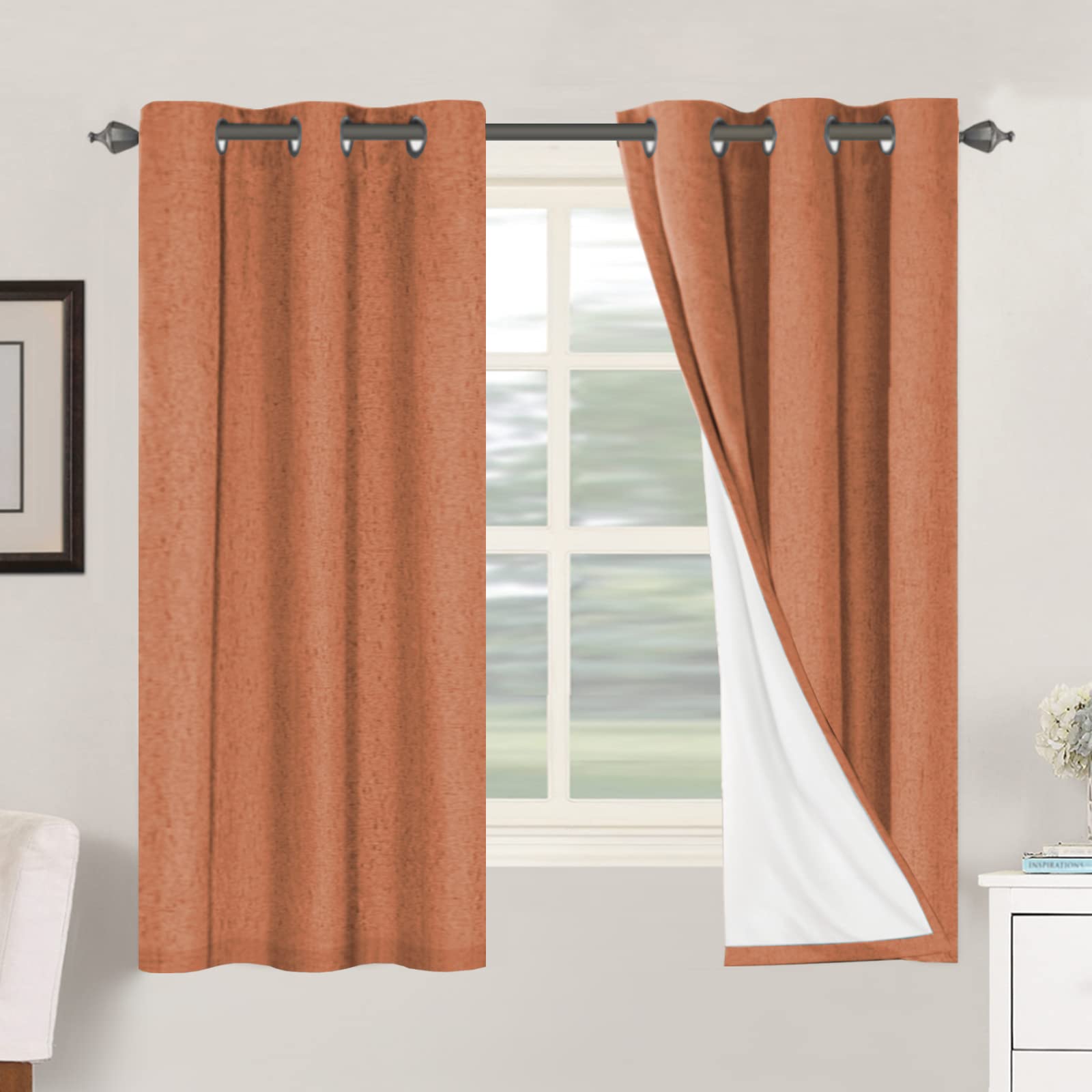 H.VERSAILTEX 100% Blackout Curtains Ivory, Linen Blackout Curtains 96 inch Curtains 2 Panel Set, Elegant Curtain for Bedroom Grommet Drapes for Living Room