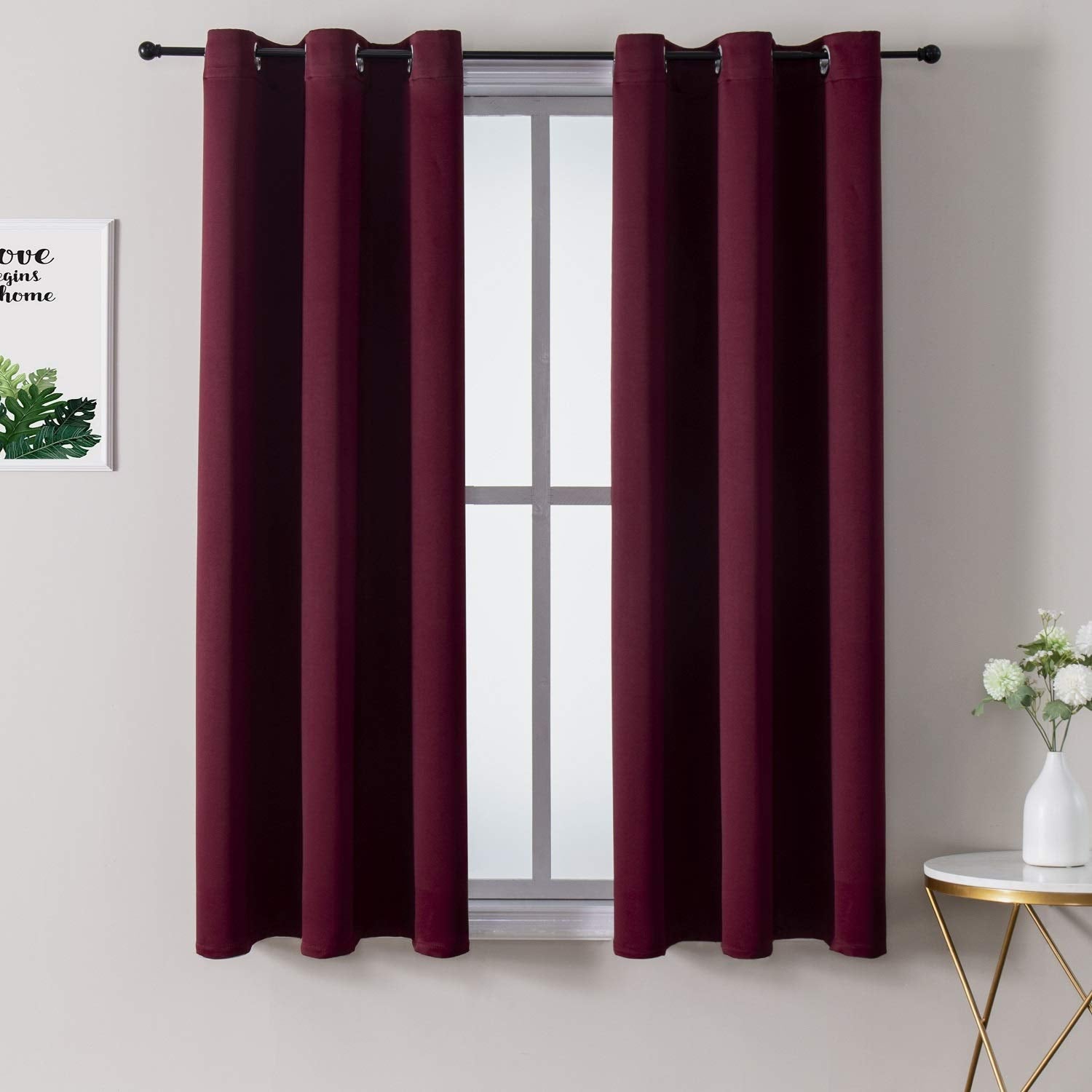 ChrisDowa Grommet Blackout Curtains for Bedroom and Living Room - 2 Panels Set Thermal Insulated Room Darkening Curtains (Dark Grey, 42 x 63 Inch)