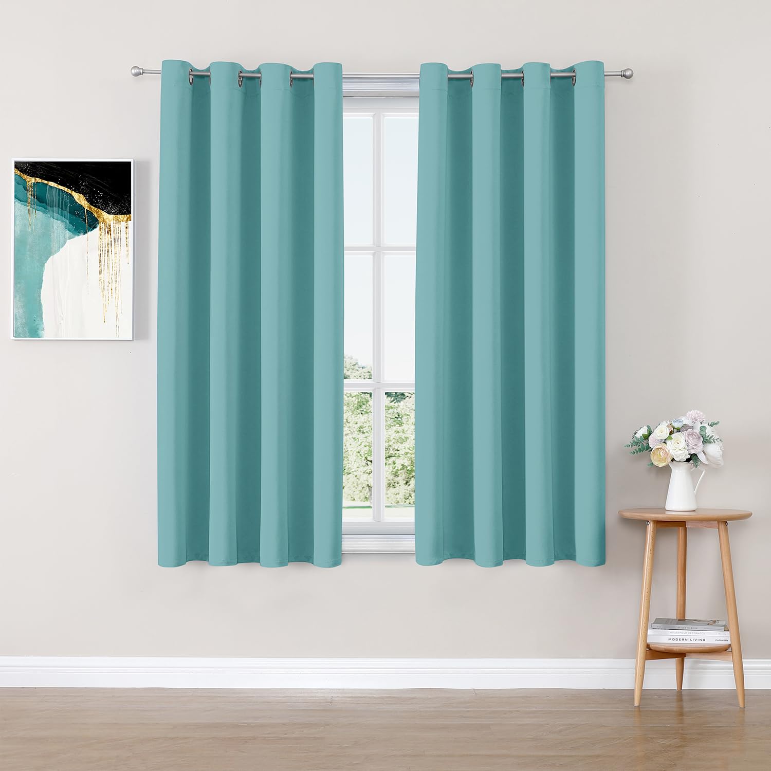 ChrisDowa Grommet Blackout Curtains for Bedroom and Living Room - 2 Panels Set Thermal Insulated Room Darkening Curtains (Dark Grey, 42 x 63 Inch)