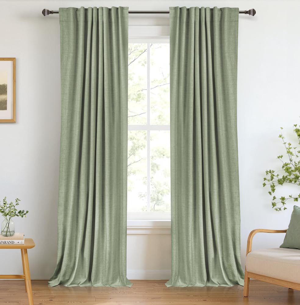 Cream Thermal Blackout Curtains 2 Panels, 50"×84", Back Tab & Rod Pocket Design