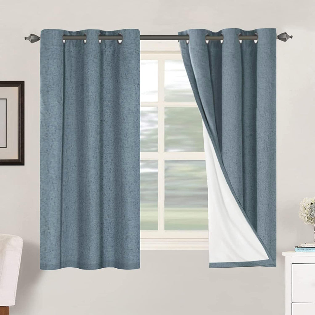 H.VERSAILTEX 100% Blackout Curtains Ivory, Linen Blackout Curtains 96 inch Curtains 2 Panel Set, Elegant Curtain for Bedroom Grommet Drapes for Living Room