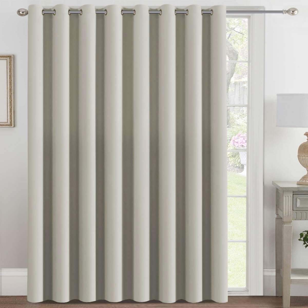 H.VERSAILTEX Blackout Patio Curtains 100 x 96 Inches for Sliding Door Extral Wide Blackout Curtain Panels Thermal Insulated Room Divider - Grommet Top, 8' Tall by 8.5' Wide - Jet Black