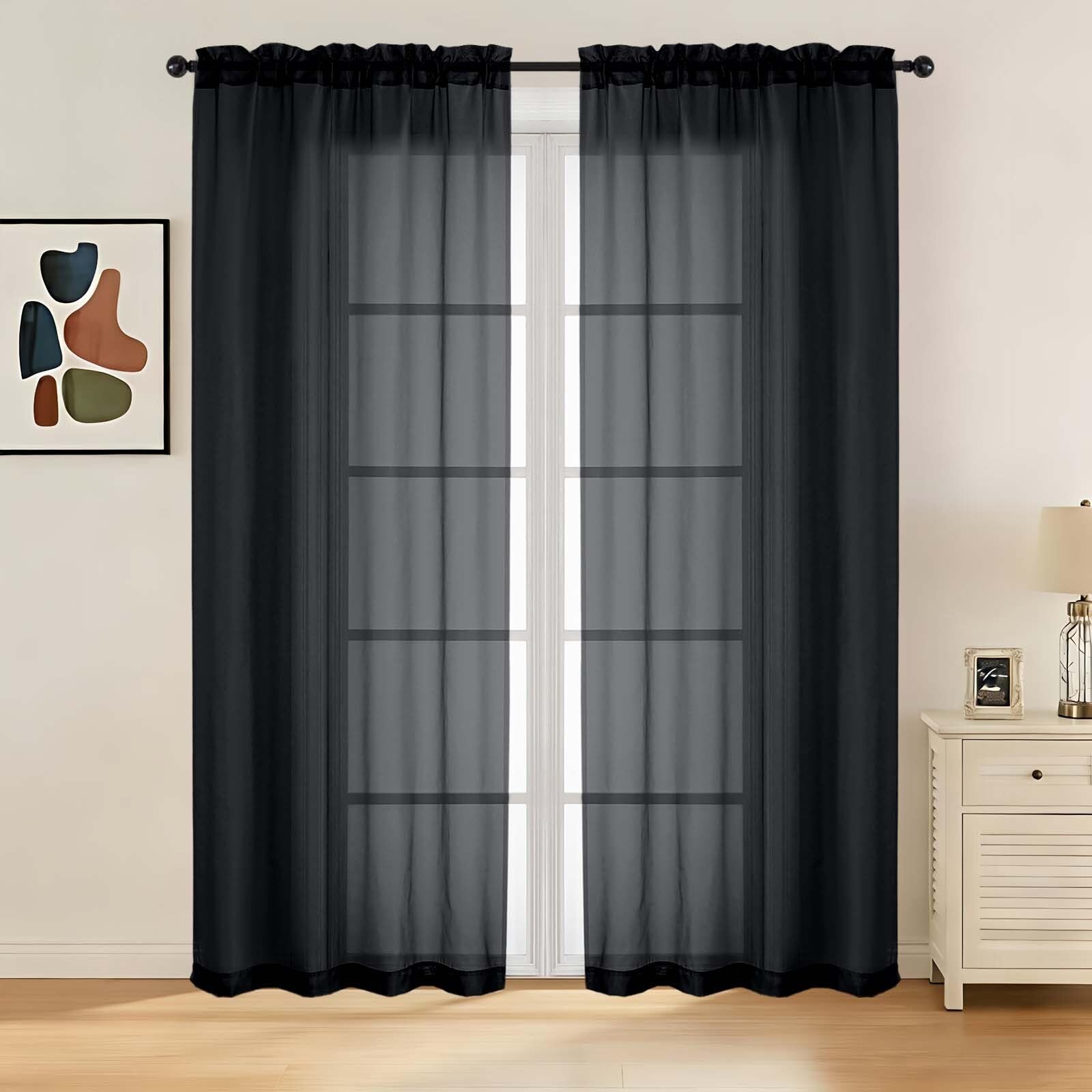 LIVEKID White Sheer Curtains 84 Inches Long 2 Panels - Light Filtering Breathable Voile Textured Sheer Curtains for Bedroom/Living Room, Rod Pocket Soft Elagant & Airy Solid Drapes, W42 x L84