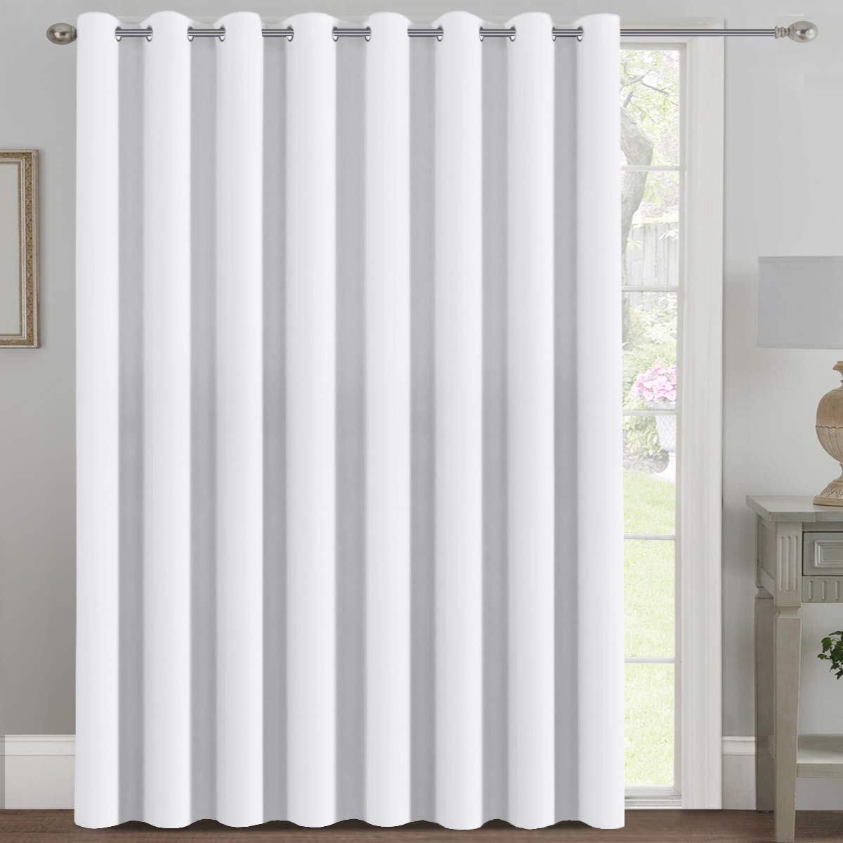 H.VERSAILTEX Blackout Patio Curtains 100 x 96 Inches for Sliding Door Extral Wide Blackout Curtain Panels Thermal Insulated Room Divider - Grommet Top, 8' Tall by 8.5' Wide - Jet Black