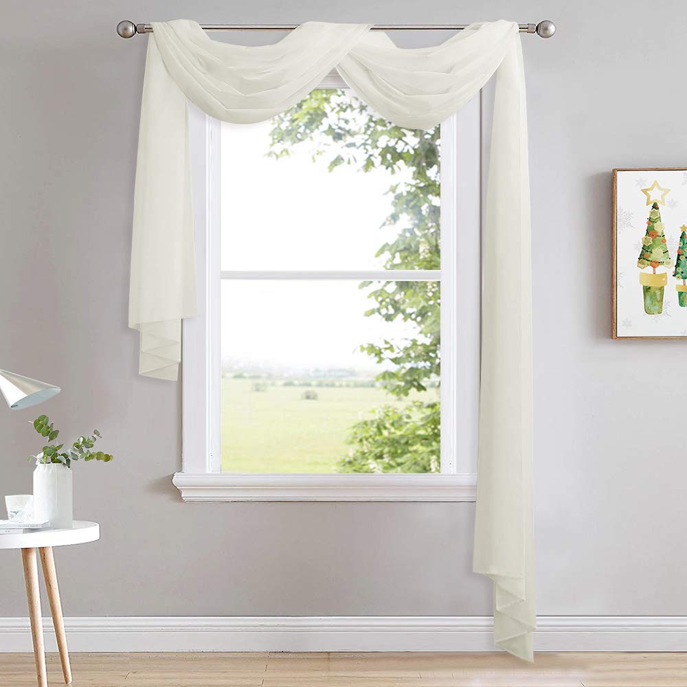 NICETOWN Sheer Canopy Bed Curtains Panels 216 - Home Decoration Sheer Voile Scarf Valance for Wedding (1 Panel, W60 x L216, White)