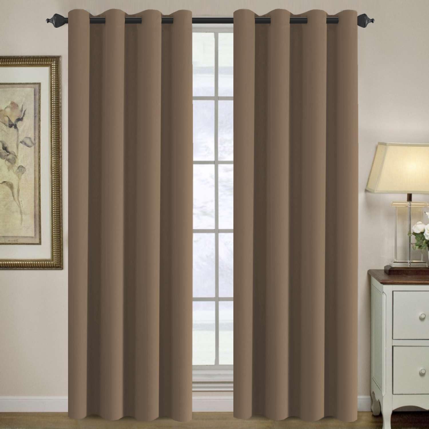 H.VERSAILTEX Blackout Patio Curtains 100 x 96 Inches for Sliding Door Extral Wide Blackout Curtain Panels Thermal Insulated Room Divider - Grommet Top, 8' Tall by 8.5' Wide - Jet Black