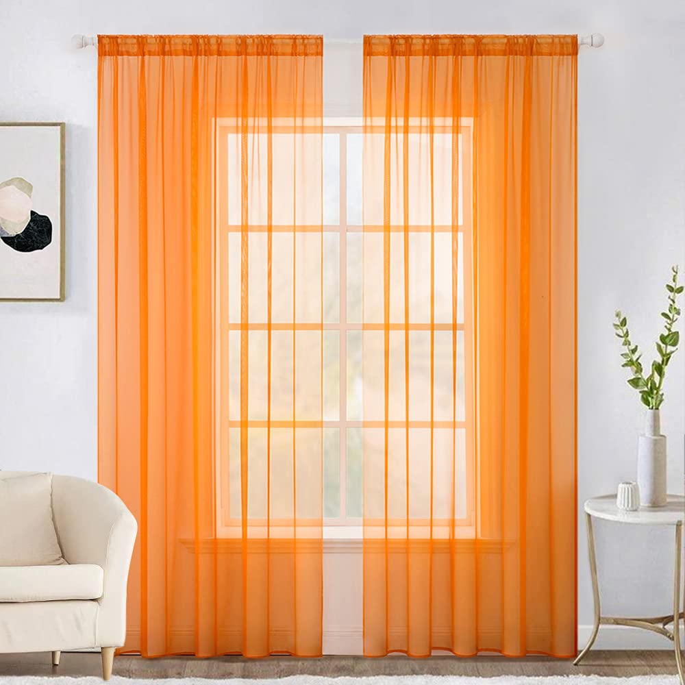 MIULEE White Sheer Curtains 96 inches Long Window Curtains 2 Panels Solid Color Elegant Window Voile Panels/Drapes/Treatment for Bedroom Living Room (54 X 96 Inches White)
