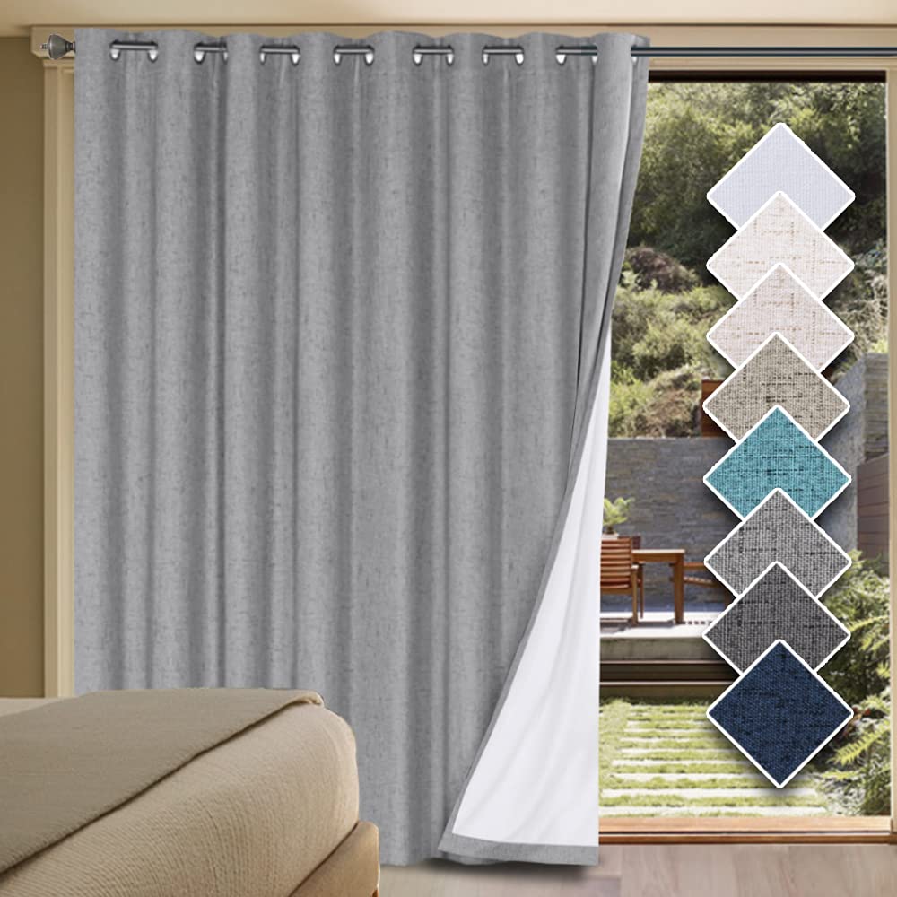 H.VERSAILTEX 100% Blackout Curtains Ivory, Linen Blackout Curtains 96 inch Curtains 2 Panel Set, Elegant Curtain for Bedroom Grommet Drapes for Living Room
