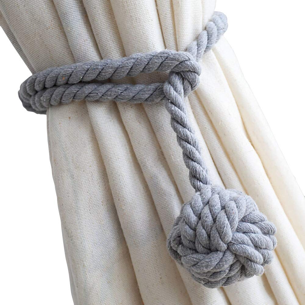 Melaluxe 2 Pack Curtain Tiebacks - Heavy Duty Curtain Rope Tieback, Handmade Rural Decorative Curtain Holdbacks (Beige)