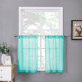 Tollpiz Short Sheer Curtains Linen Textured Bedroom Curtain Sheers Light Filtering Rod Pocket Voile Curtains for Living Room, 54 x 45 inches Long, White, Set of 2 Panels