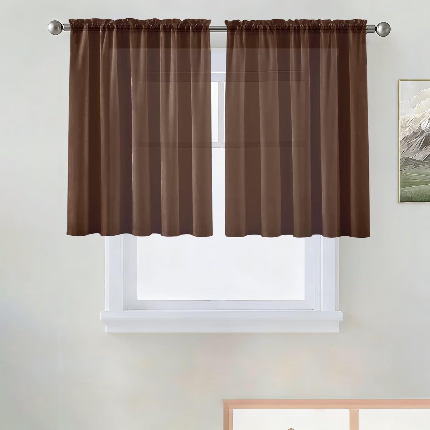SpaceDresser Basic Rod Pocket Sheer Voile Window Curtain Panels White 1 Pair 2 Panels 52 Width 84 Inch Long for Kitchen Bedroom Children Living Room Yard(White,52 W x 84 L)