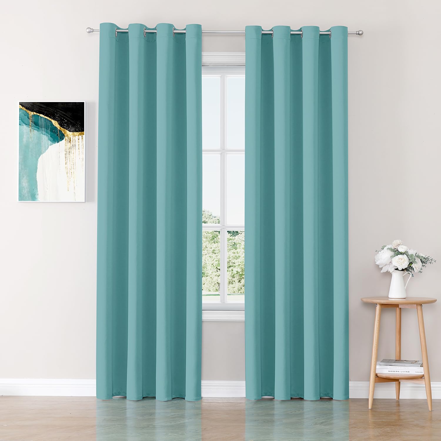 ChrisDowa Grommet Blackout Curtains for Bedroom and Living Room - 2 Panels Set Thermal Insulated Room Darkening Curtains (Dark Grey, 42 x 63 Inch)