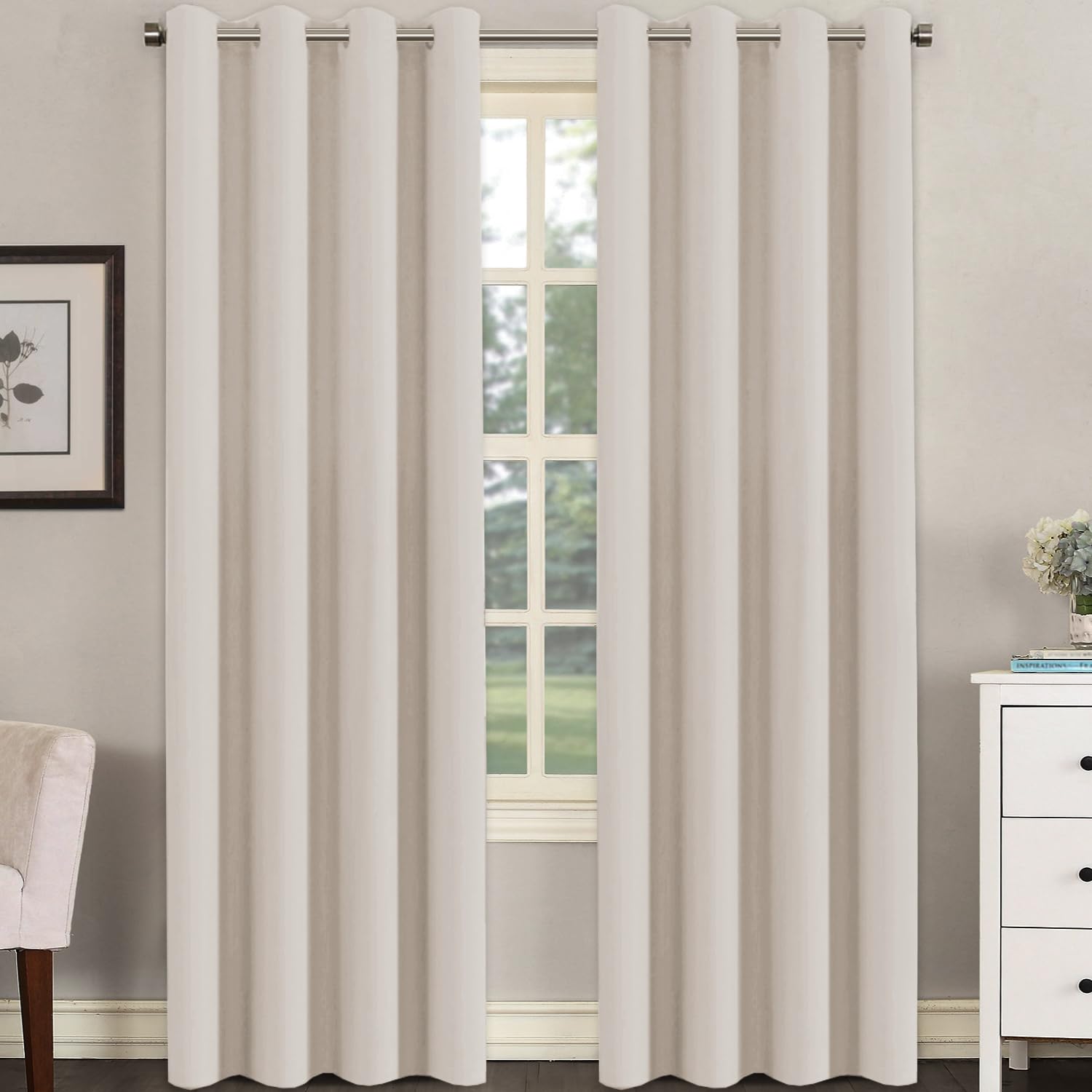H.VERSAILTEX Blackout Patio Curtains 100 x 96 Inches for Sliding Door Extral Wide Blackout Curtain Panels Thermal Insulated Room Divider - Grommet Top, 8' Tall by 8.5' Wide - Jet Black