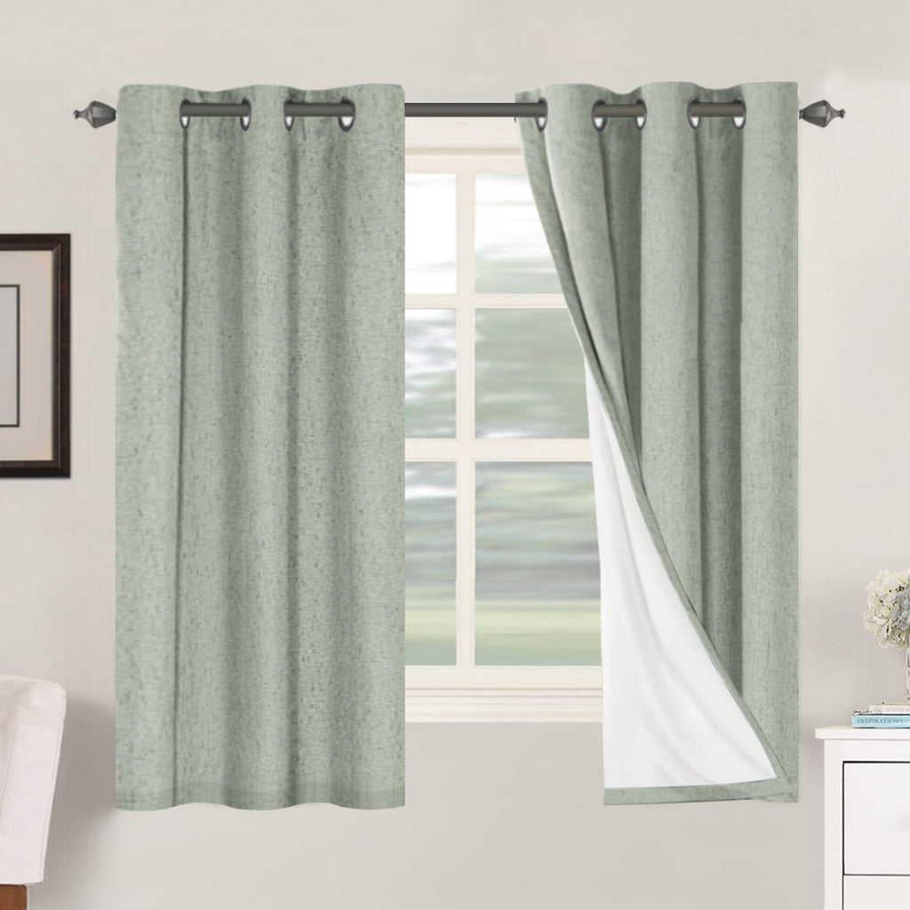 H.VERSAILTEX 100% Blackout Curtains Ivory, Linen Blackout Curtains 96 inch Curtains 2 Panel Set, Elegant Curtain for Bedroom Grommet Drapes for Living Room