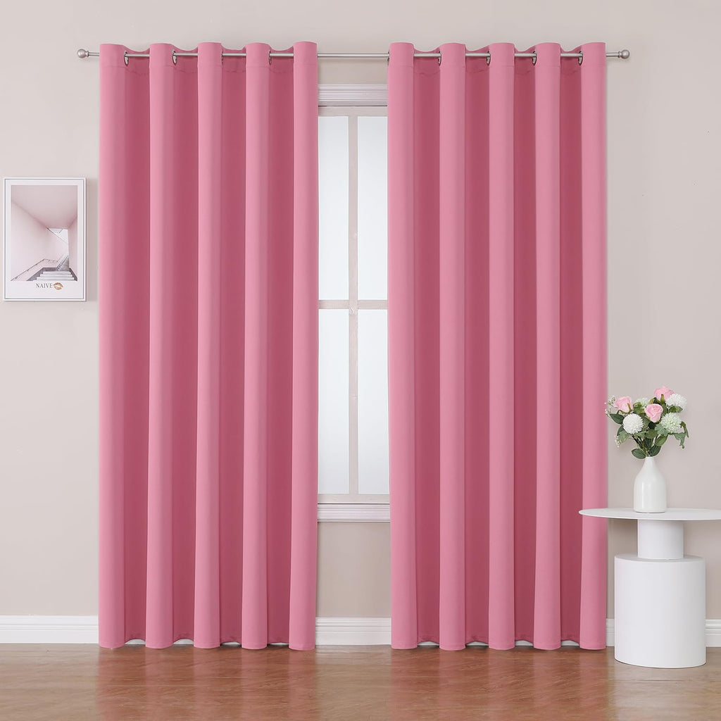 ChrisDowa Grommet Blackout Curtains for Bedroom and Living Room - 2 Panels Set Thermal Insulated Room Darkening Curtains (Dark Grey, 42 x 63 Inch)