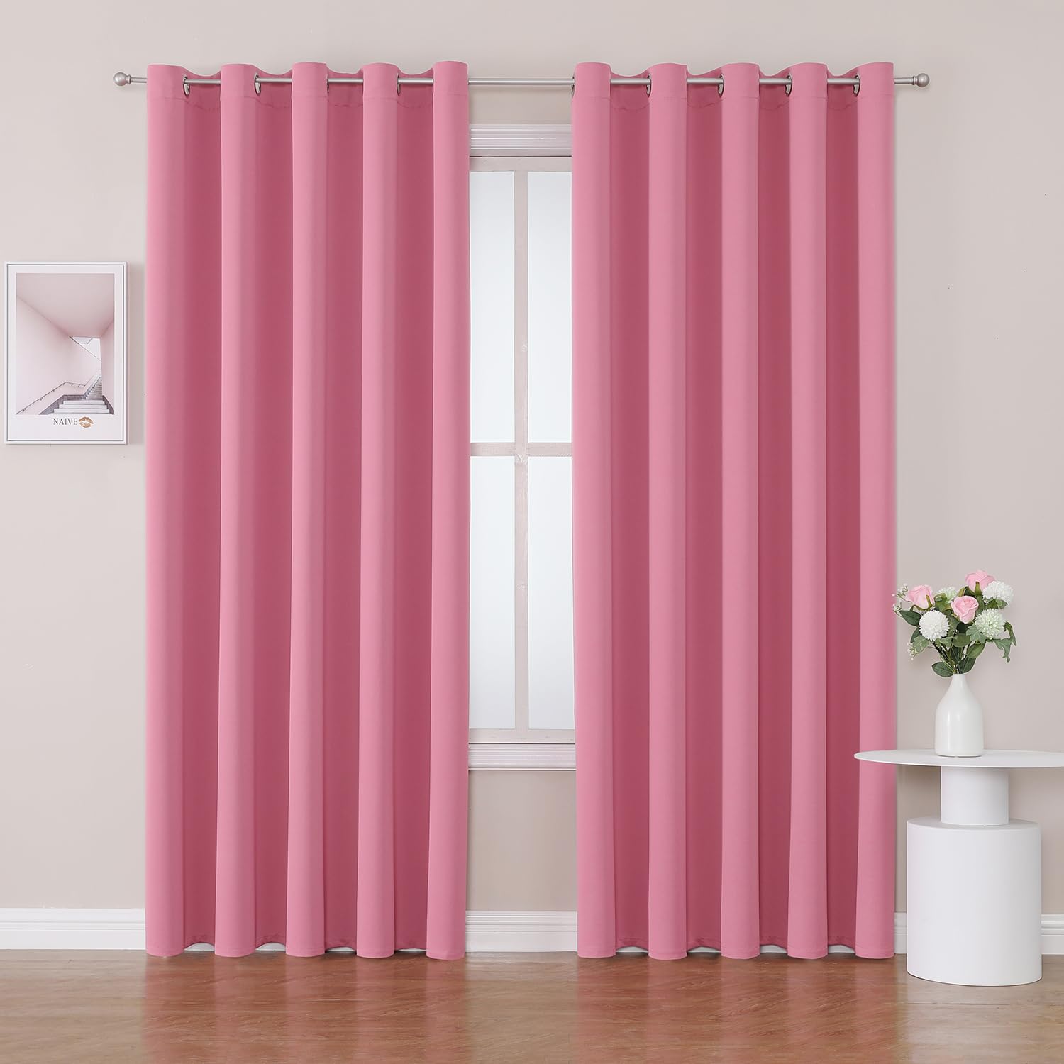 ChrisDowa Grommet Blackout Curtains for Bedroom and Living Room - 2 Panels Set Thermal Insulated Room Darkening Curtains (Dark Grey, 42 x 63 Inch)