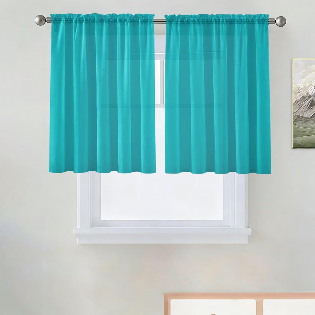 SpaceDresser Basic Rod Pocket Sheer Voile Window Curtain Panels White 1 Pair 2 Panels 52 Width 84 Inch Long for Kitchen Bedroom Children Living Room Yard(White,52 W x 84 L)