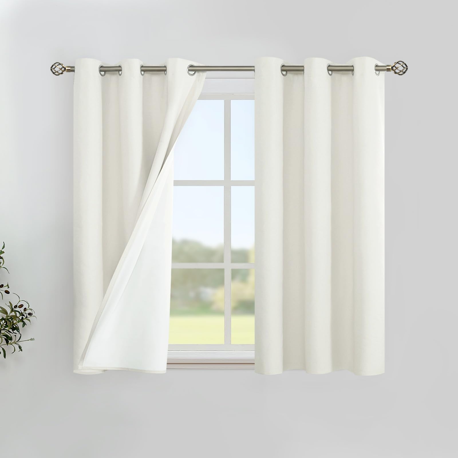 YoungsTex Linen Blackout Curtains 63 Inches Long for Bedroom, Room Darkening Window Drapes with Grommet Thermal Insulated Black Out for Living Room, 2 Panels, 52 X 63 Inch