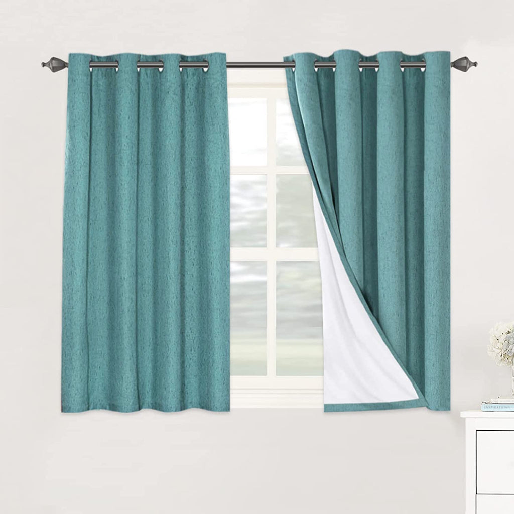 H.VERSAILTEX 100% Blackout Curtains Ivory, Linen Blackout Curtains 96 inch Curtains 2 Panel Set, Elegant Curtain for Bedroom Grommet Drapes for Living Room