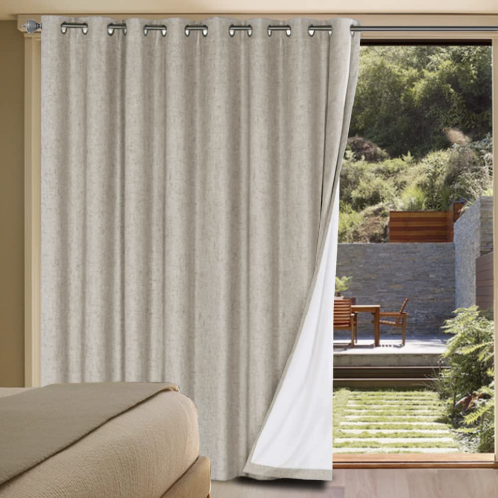 H.VERSAILTEX 100% Blackout Curtains Ivory, Linen Blackout Curtains 96 inch Curtains 2 Panel Set, Elegant Curtain for Bedroom Grommet Drapes for Living Room