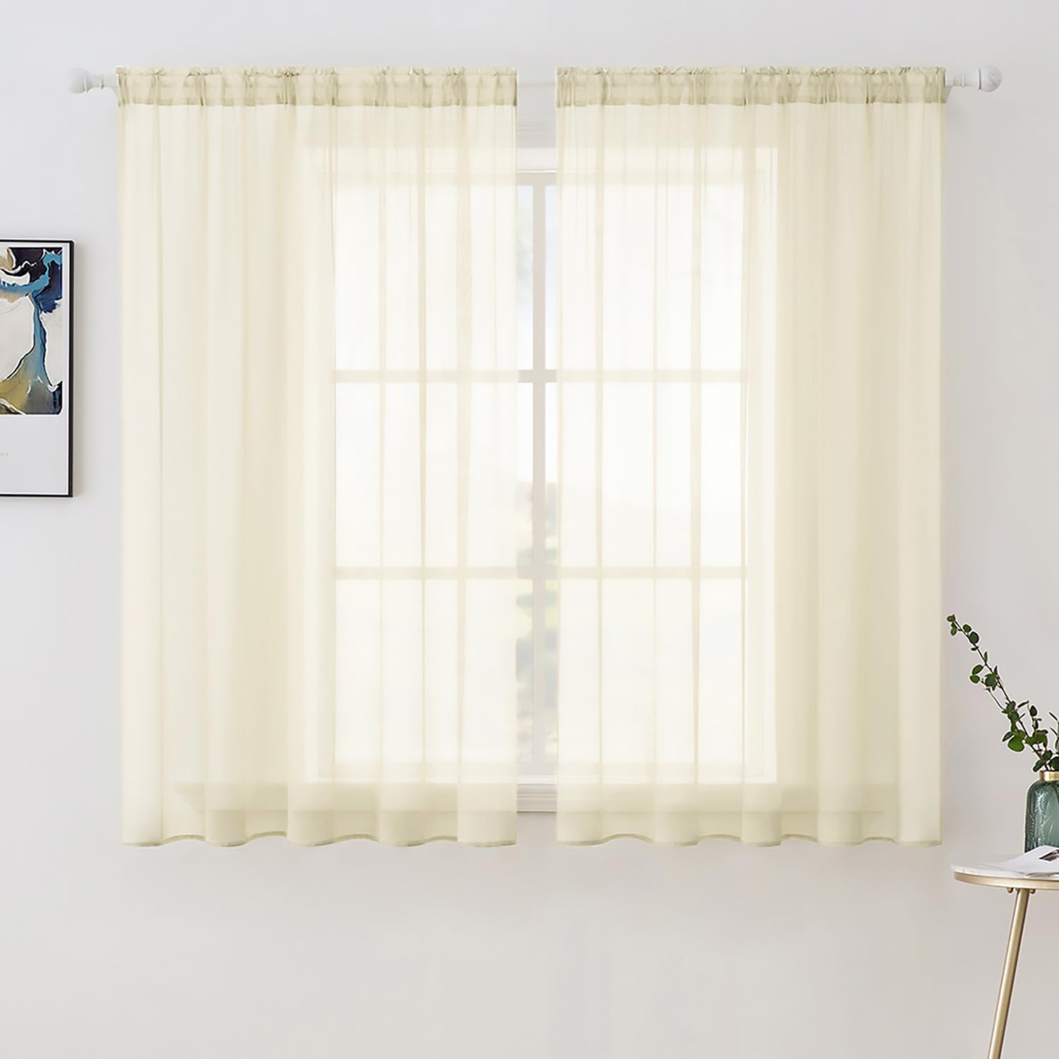 MIULEE White Sheer Curtains 96 inches Long Window Curtains 2 Panels Solid Color Elegant Window Voile Panels/Drapes/Treatment for Bedroom Living Room (54 X 96 Inches White)