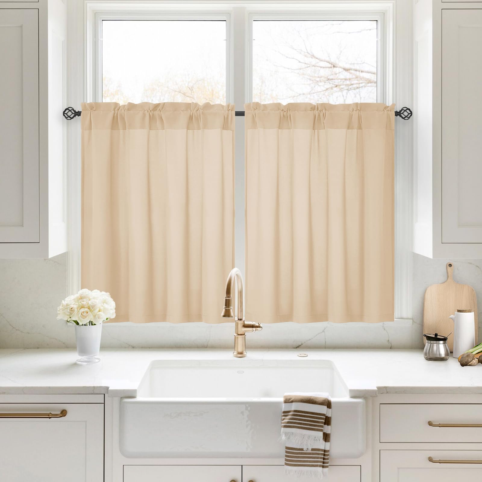 HOMEIDEAS Non-See-Through White Privacy Sheer Curtains 52 X 84 Inches Long 2 Panels Sheer Curtains Light Filtering Window Curtains Drapes for Bedroom Living Room