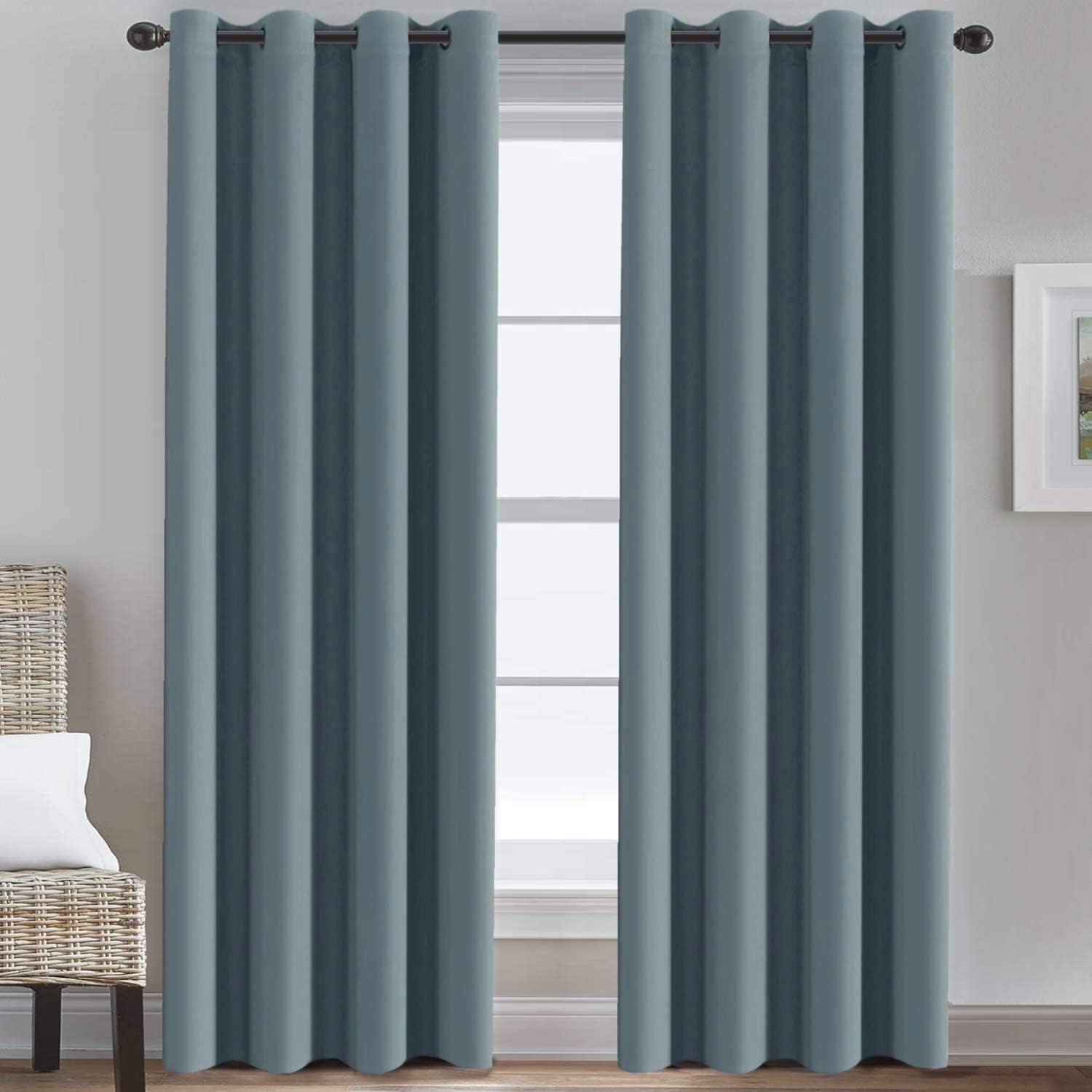 H.VERSAILTEX Blackout Patio Curtains 100 x 96 Inches for Sliding Door Extral Wide Blackout Curtain Panels Thermal Insulated Room Divider - Grommet Top, 8' Tall by 8.5' Wide - Jet Black