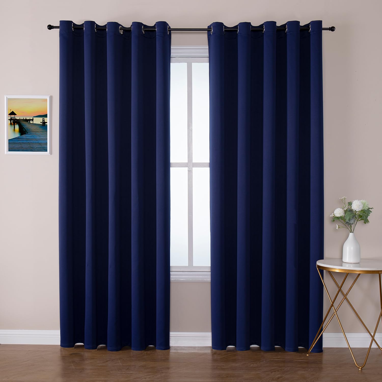 ChrisDowa Grommet Blackout Curtains for Bedroom and Living Room - 2 Panels Set Thermal Insulated Room Darkening Curtains (Dark Grey, 42 x 63 Inch)