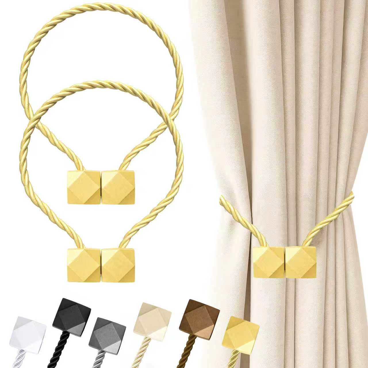 Hion Magnetic Curtain Tiebacks Black 2pcs, Curtain Tiebacks Buckles Holdbacks Holders Hooks Clip for Home Outdoor Bedroom Office Decorative Curtain