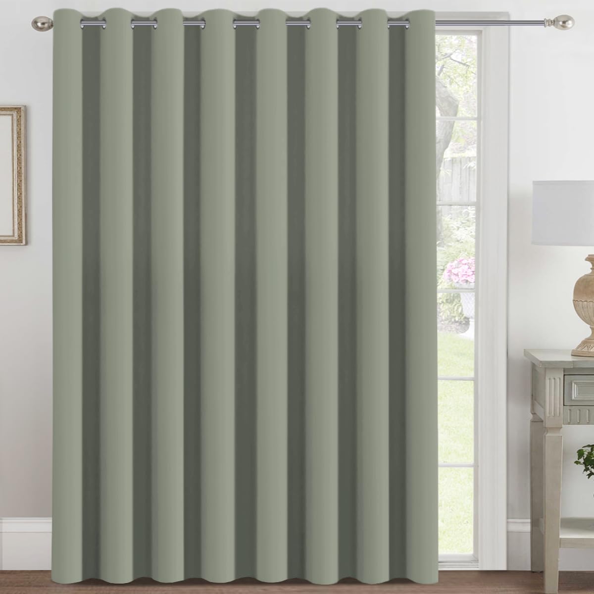 H.VERSAILTEX Blackout Patio Curtains 100 x 96 Inches for Sliding Door Extral Wide Blackout Curtain Panels Thermal Insulated Room Divider - Grommet Top, 8' Tall by 8.5' Wide - Jet Black