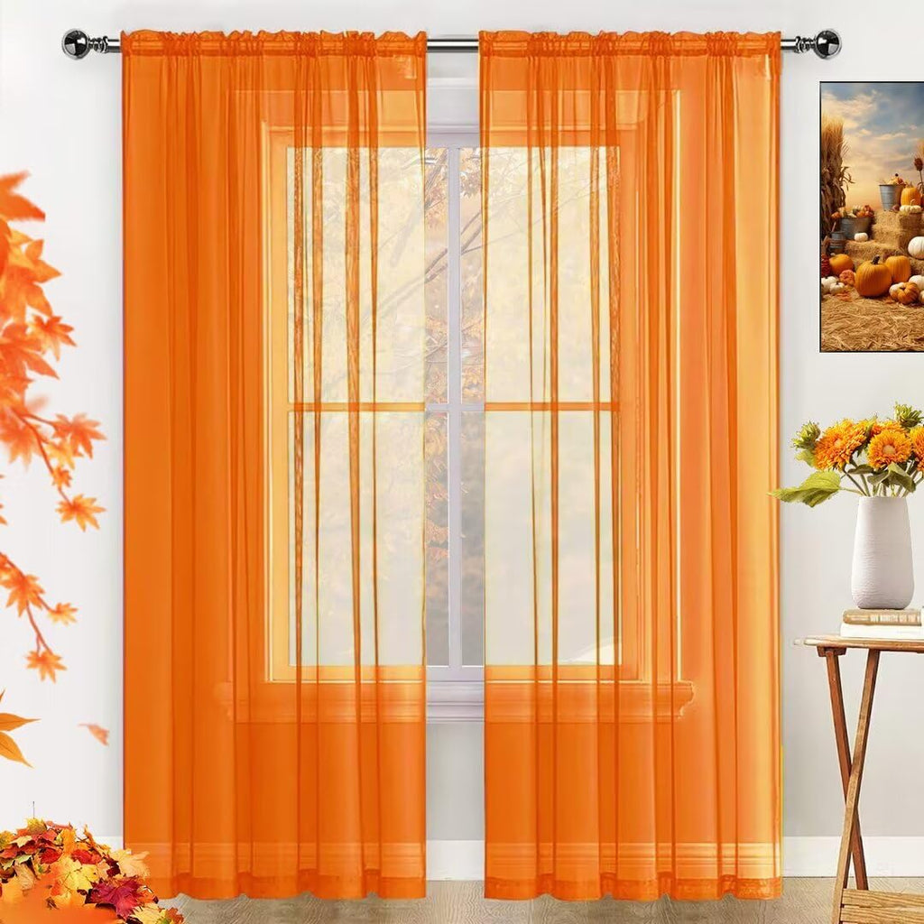 SpaceDresser Basic Rod Pocket Sheer Voile Window Curtain Panels White 1 Pair 2 Panels 52 Width 84 Inch Long for Kitchen Bedroom Children Living Room Yard(White,52 W x 84 L)