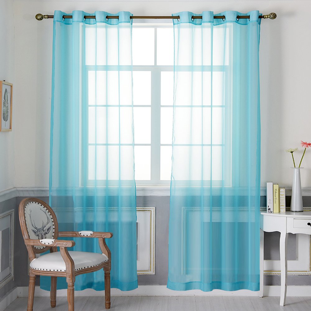 NICETOWN Sheer Curtains Panel 72" Long - Ring Top Window Treatment Sheer Voile Drapes for Bedroom/Living Room (White, Set of 2, W54 x L72)
