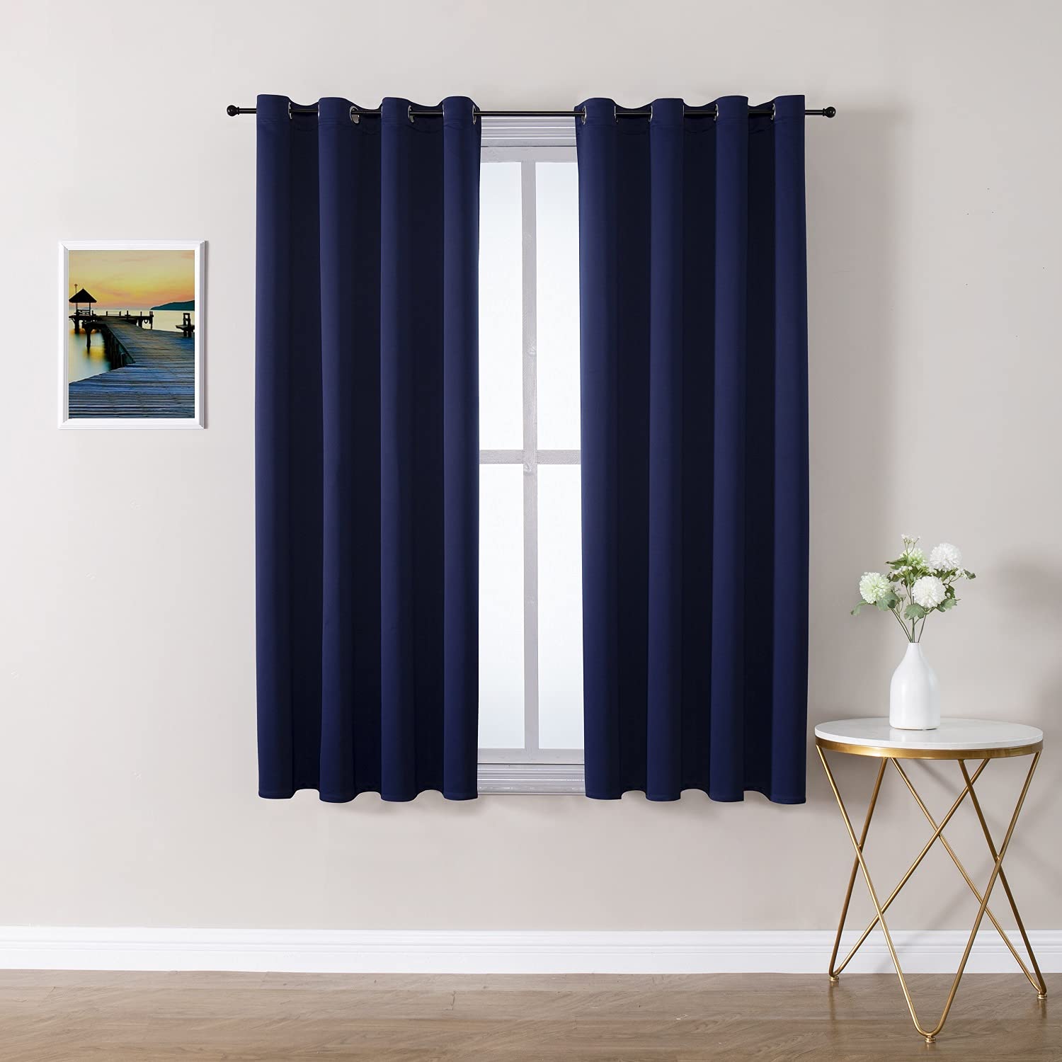 ChrisDowa Grommet Blackout Curtains for Bedroom and Living Room - 2 Panels Set Thermal Insulated Room Darkening Curtains (Dark Grey, 42 x 63 Inch)