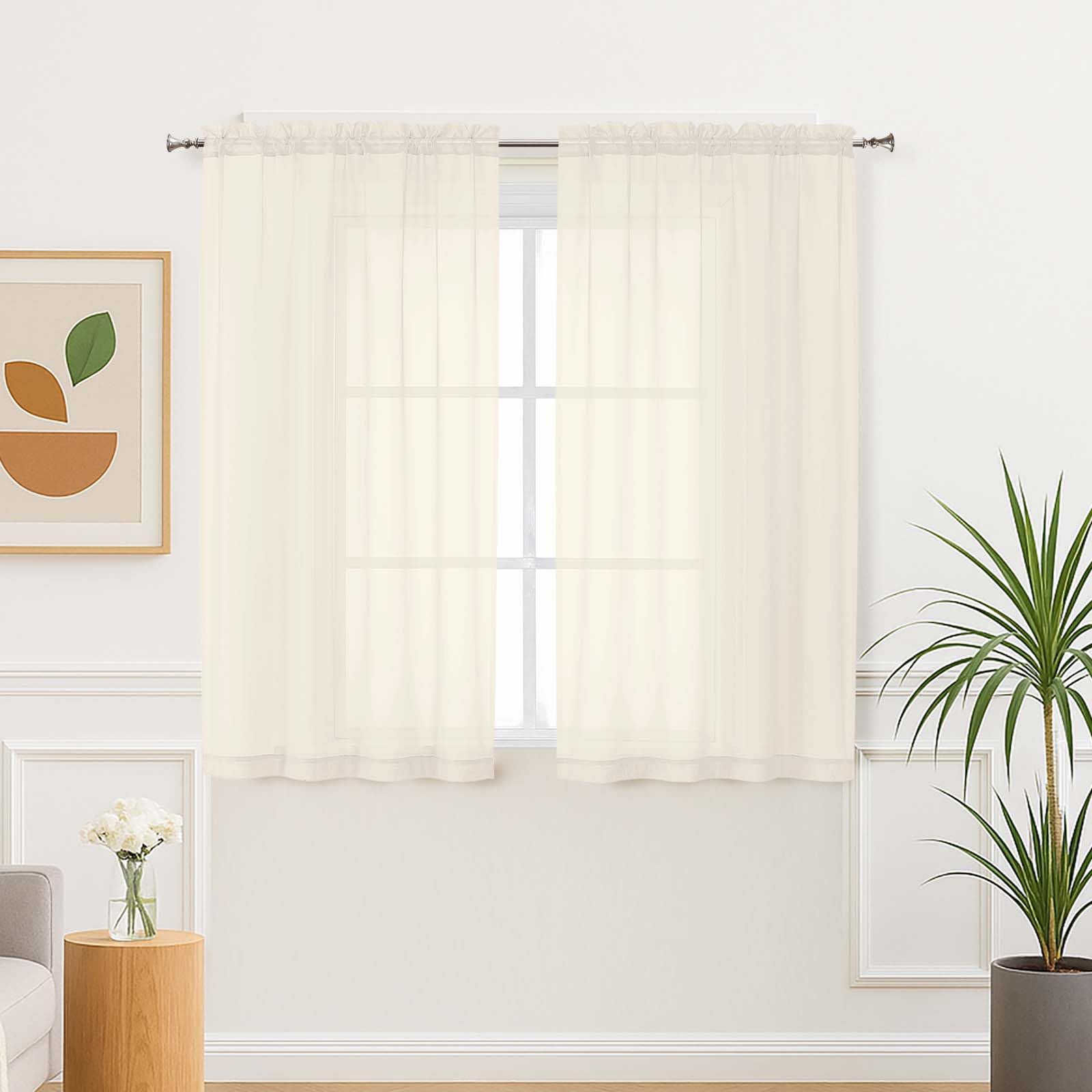 Aiyufeng Blush Pink Sheer Curtains 84 Inches Long 2 Panels Set, Light Filtering Soft Airy Voile Rod Pocket Baby Pink Sheer Window Drapes for Bedroom Living Room, Each 40Wx84L Inches