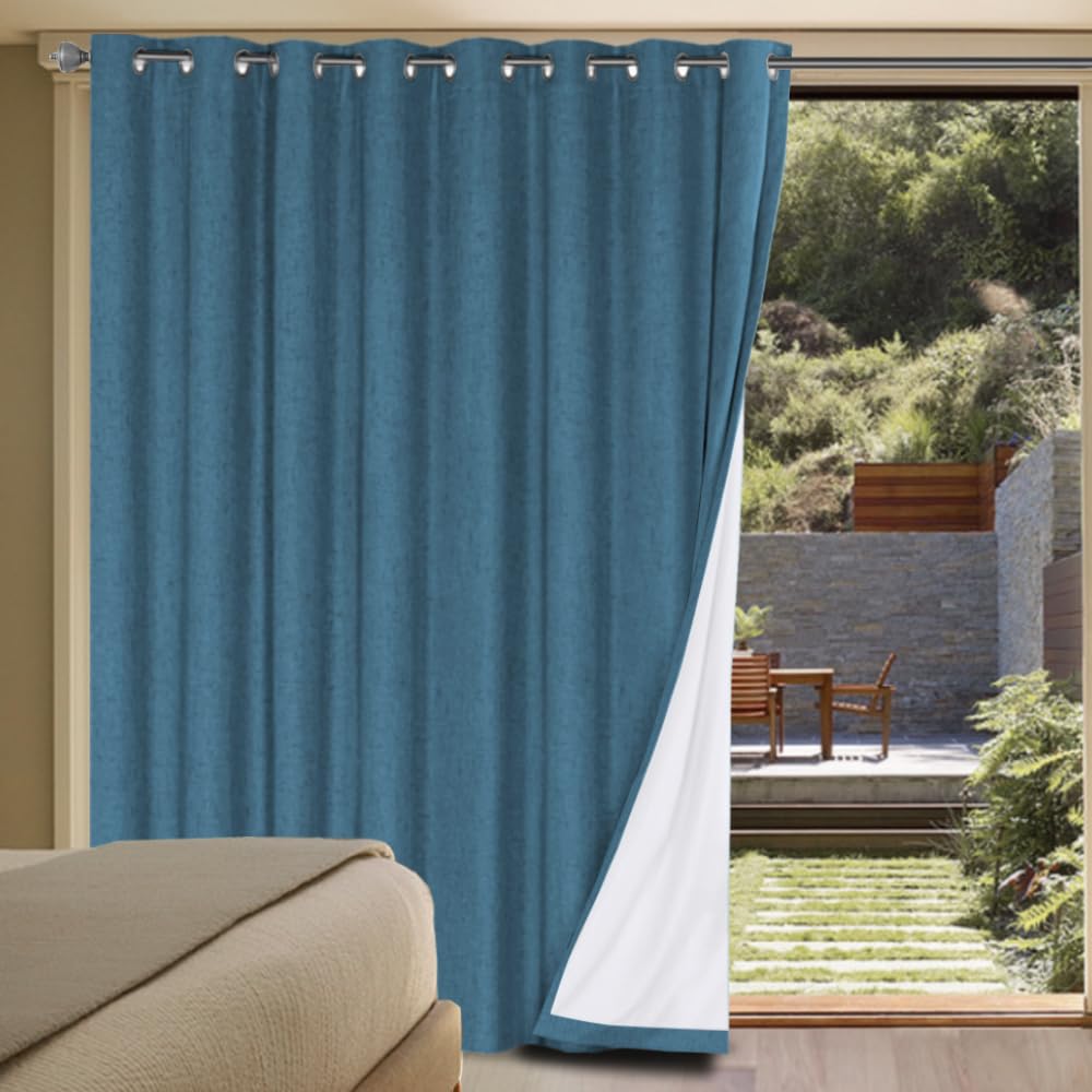 H.VERSAILTEX 100% Blackout Curtains Ivory, Linen Blackout Curtains 96 inch Curtains 2 Panel Set, Elegant Curtain for Bedroom Grommet Drapes for Living Room