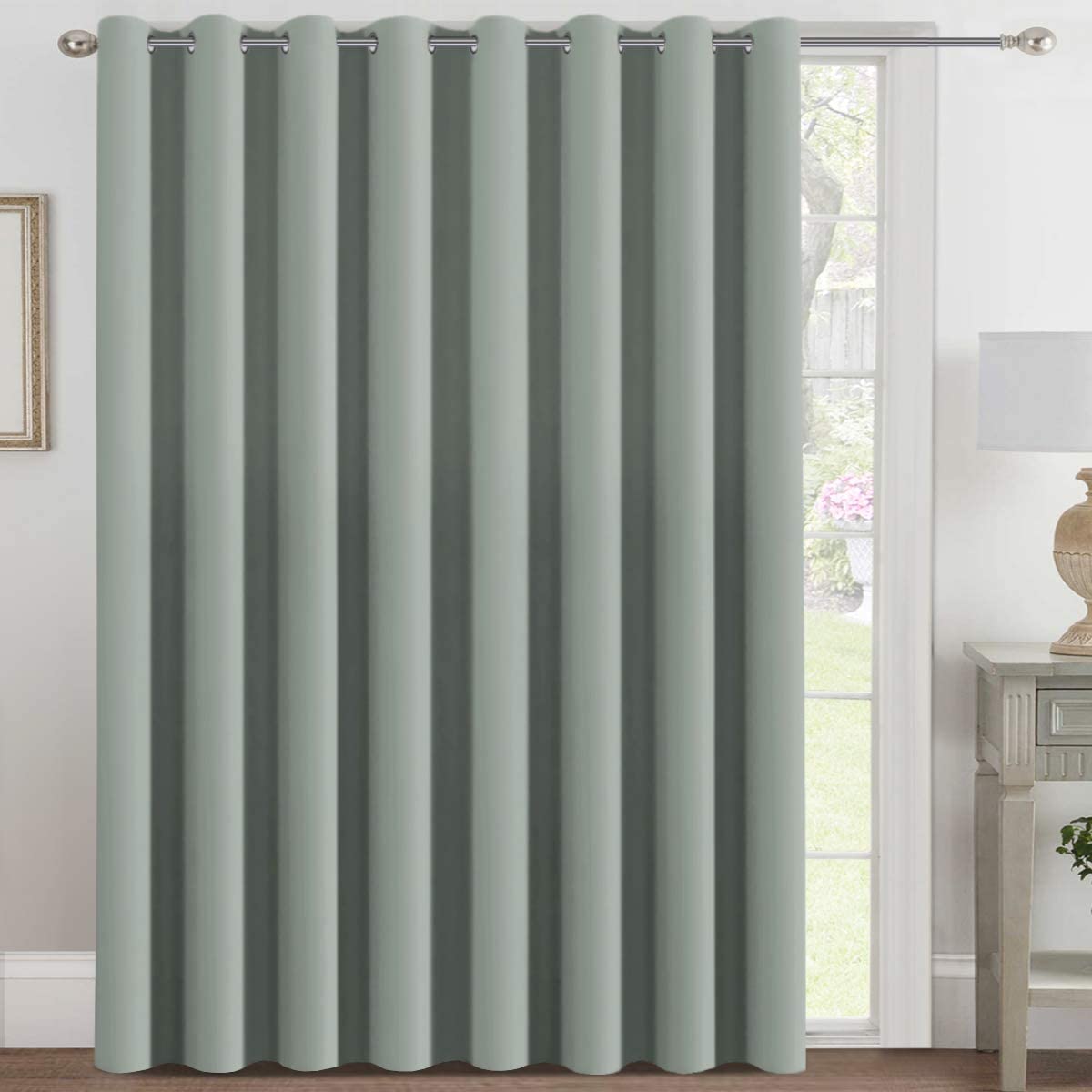 H.VERSAILTEX Blackout Patio Curtains 100 x 96 Inches for Sliding Door Extral Wide Blackout Curtain Panels Thermal Insulated Room Divider - Grommet Top, 8' Tall by 8.5' Wide - Jet Black